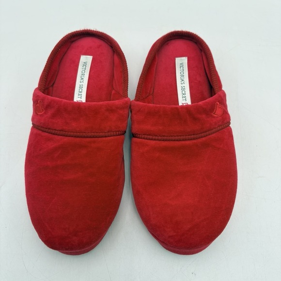 Victoria's Secret Shoes - Victoria's Secret Slippers Womens Medium Red Velour Mule House Shoes